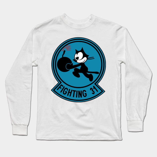 Fighting 31 the cat art Long Sleeve T-Shirt by skeleton sitting chained